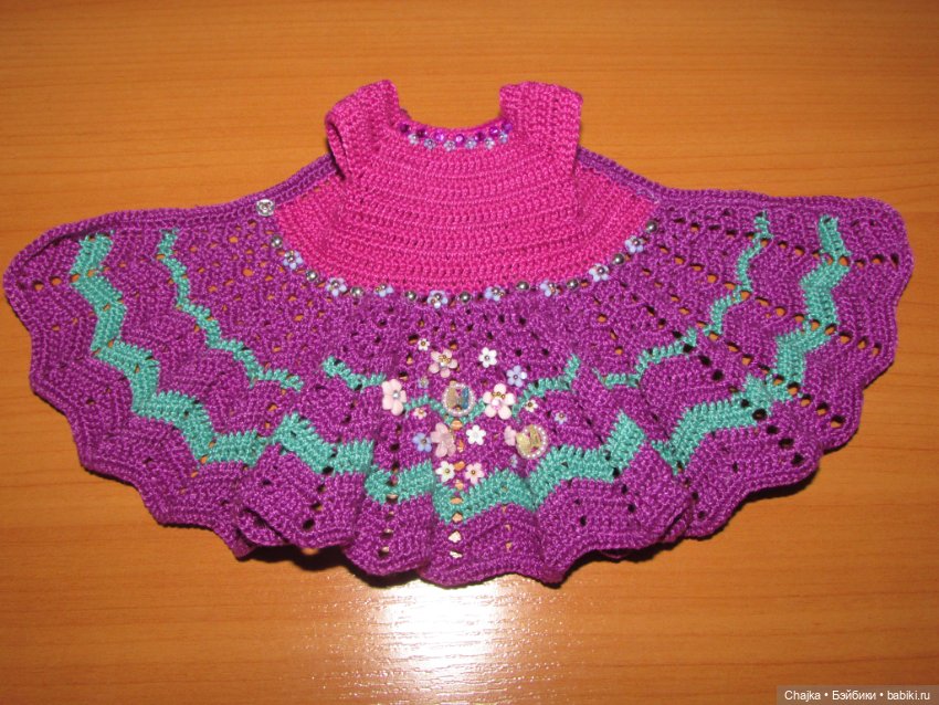 Авторское вязаное платье на кукол Хейди Плюсчок 26 см - Heidi Plusczok 26 см (фото 5)