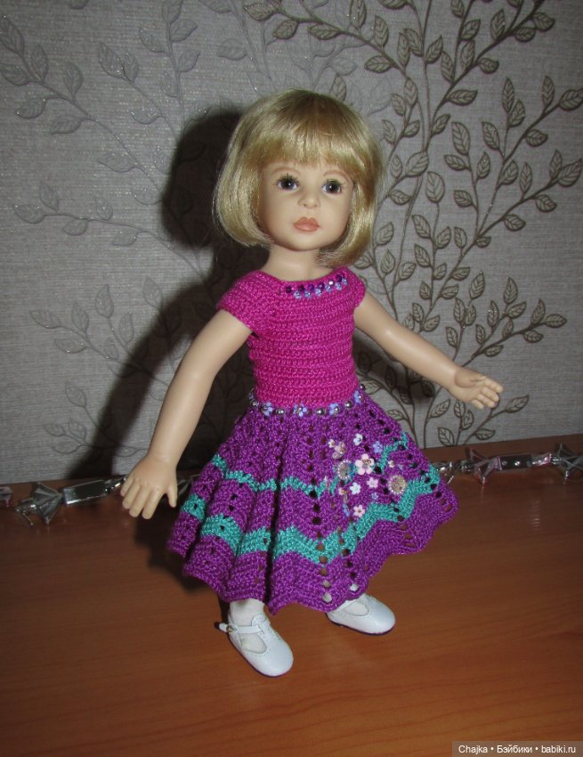 Авторское вязаное платье на кукол Хейди Плюсчок 26 см - Heidi Plusczok 26 см (фото 4)