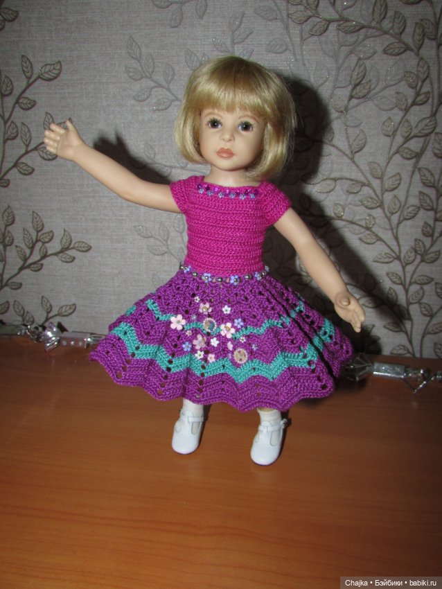 Авторское вязаное платье на кукол Хейди Плюсчок 26 см - Heidi Plusczok 26 см (фото 3)