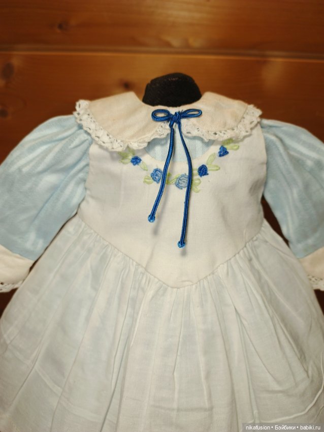 Комплект платье и фартук для антикварной или винтажной куклы (фото 2)