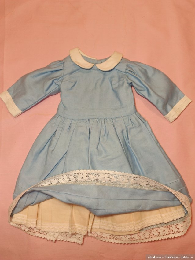 Комплект платье и фартук для антикварной или винтажной куклы (фото 8)