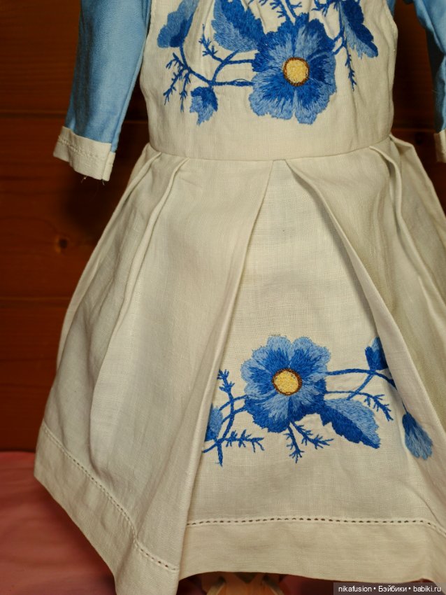 Комплект платье и фартук для антикварной или винтажной куклы (фото 5)