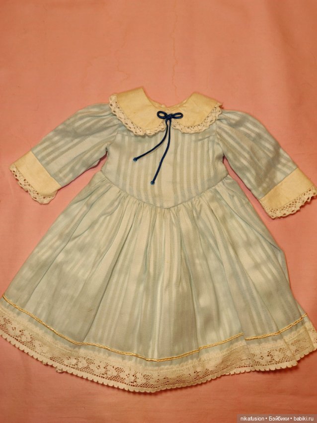 Комплект платье и фартук для антикварной или винтажной куклы (фото 5)
