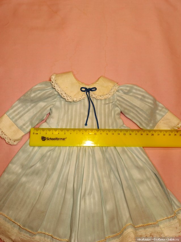 Комплект платье и фартук для антикварной или винтажной куклы (фото 8)