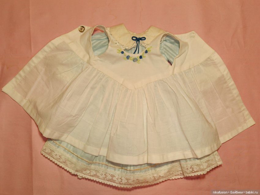 Комплект платье и фартук для антикварной или винтажной куклы (фото 6)