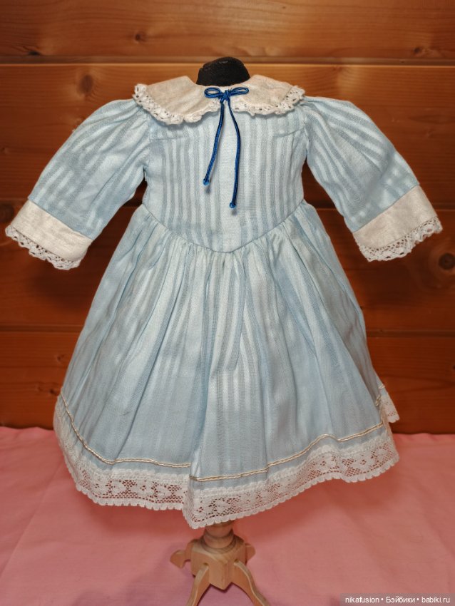 Комплект платье и фартук для антикварной или винтажной куклы (фото 4)