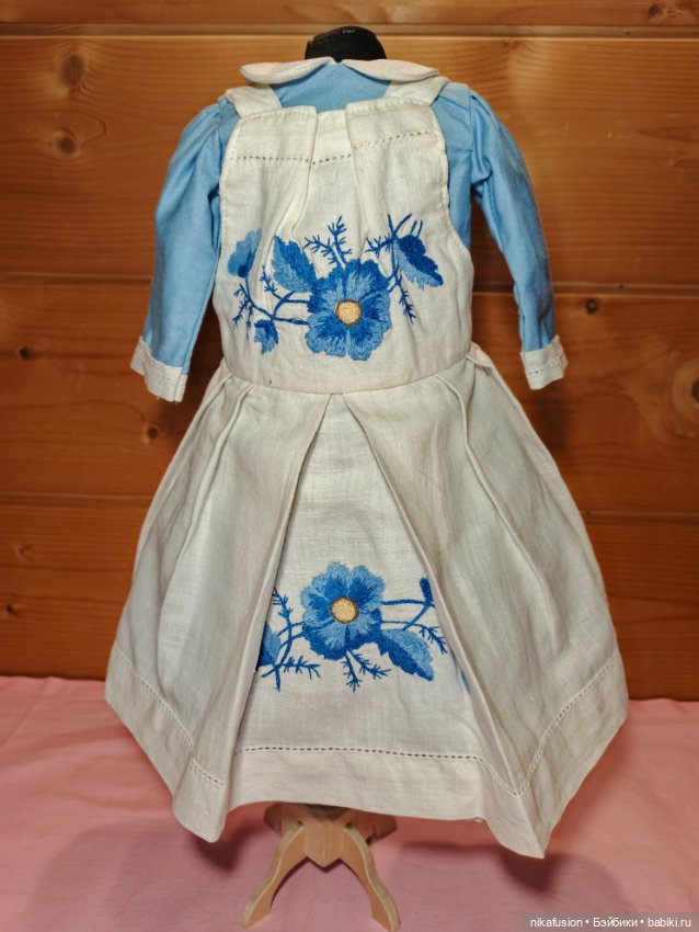 Комплект платье и фартук для антикварной или винтажной куклы (фото 2)
