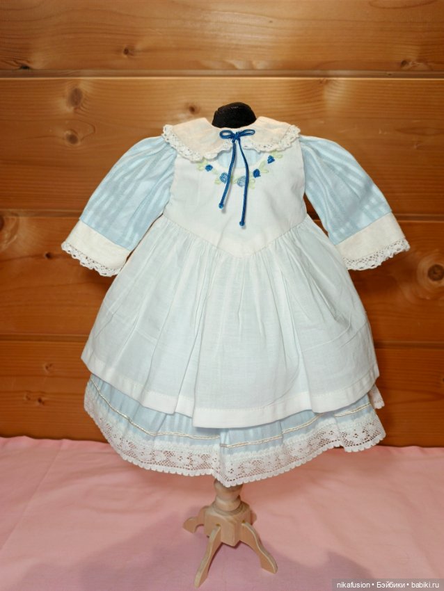 Комплект платье и фартук для антикварной или винтажной куклы (фото 3)