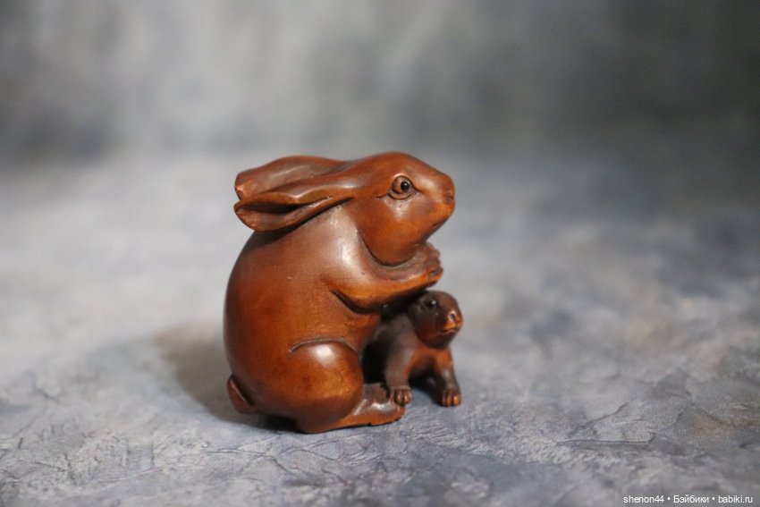 Нэцкэ "Кролик с крольчонком" (фото 2)