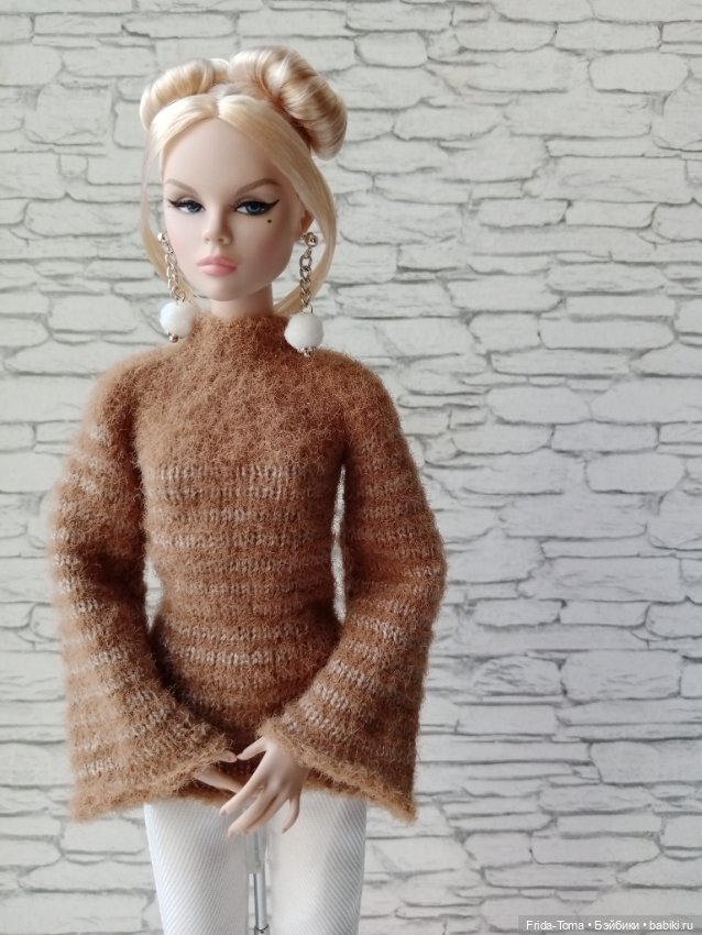 Одежда на барби поппи ню свитер пушистый джемпер полосатый (фото 4)