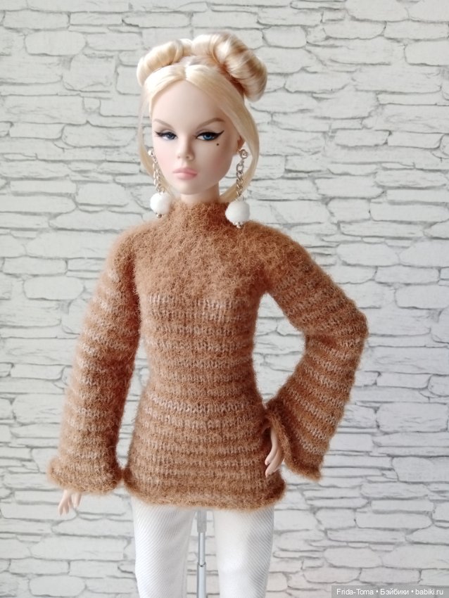 Одежда на барби поппи ню свитер пушистый джемпер полосатый