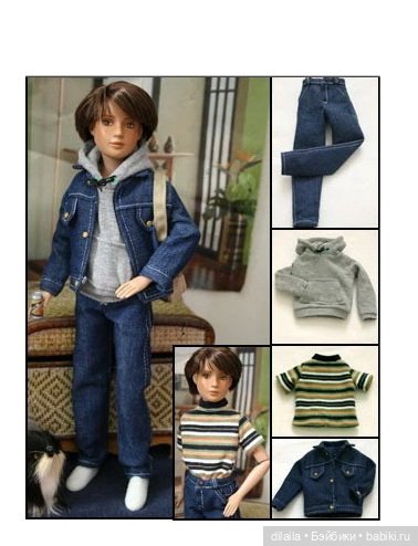Выкройка PDF в натуральную величину / футболка, джинсы, свитшот, куртка для кукол Марли Тоннер 30 см (фото 2)