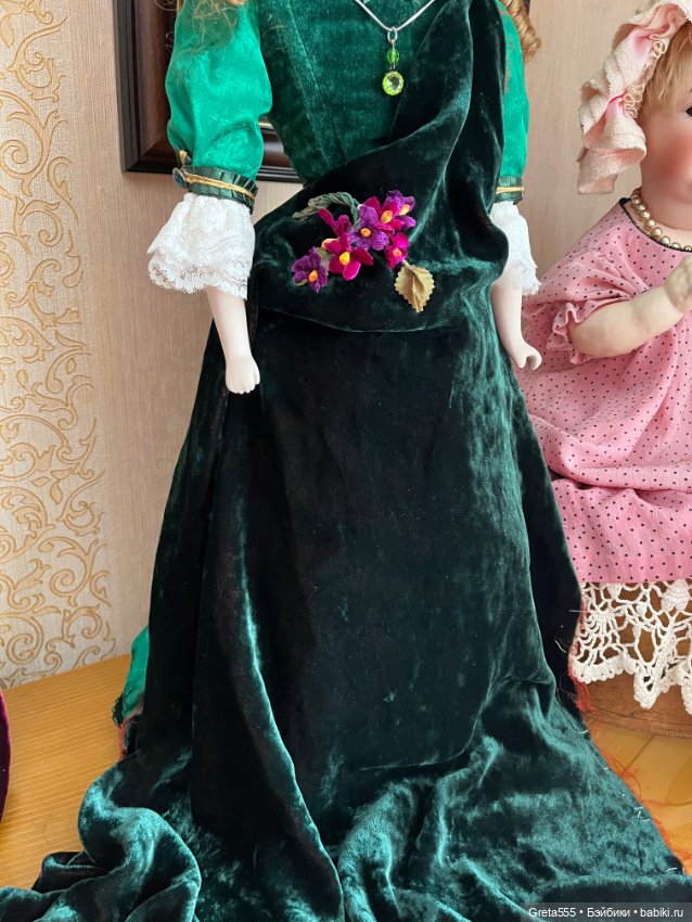 Кусок антикварного шелкового бархата , красивый темно-зеленый цвет (фото 4)