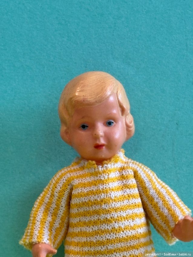 Целлулоидная куколка Minerva в желтой кофточке, высота 9 см (фото 6)