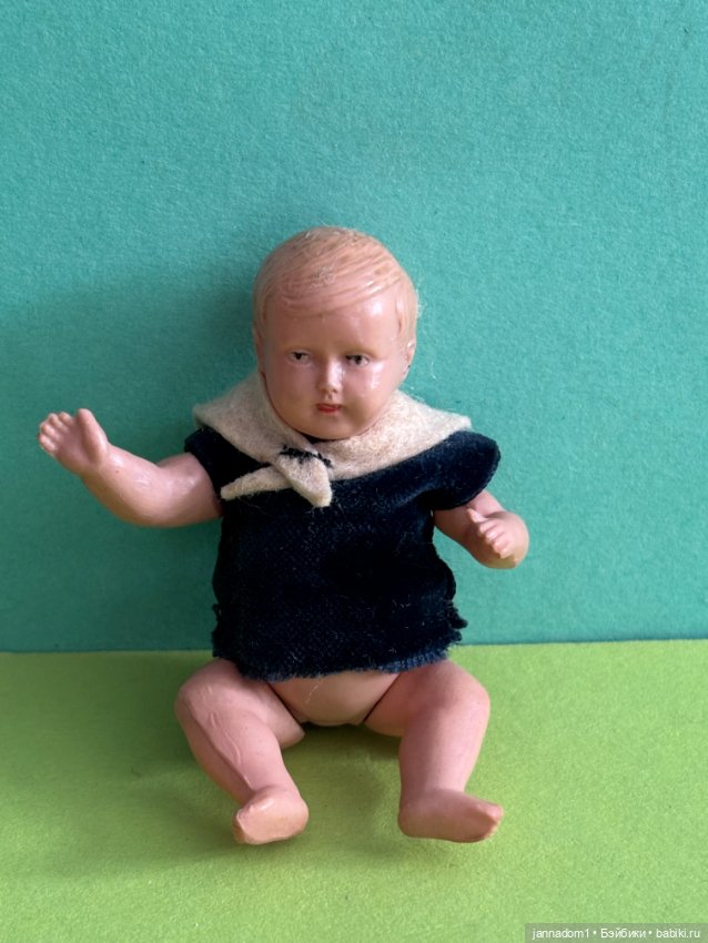 Целлулоидный пупсик Schildkrot довоенный, высота 8 см (фото 6)