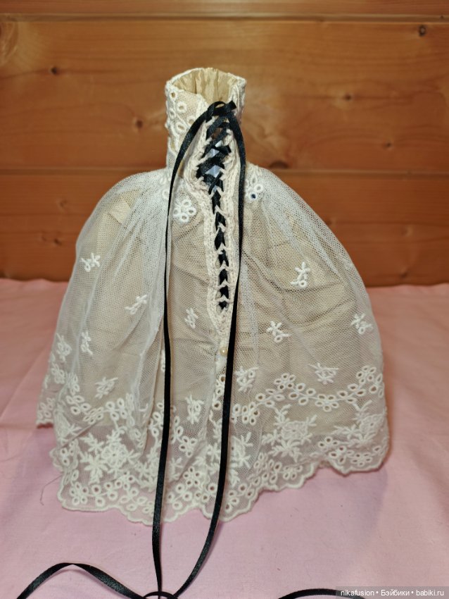 Платье корсет на шнуровке для куклы БЖД 39-42 см, сестры Поповы,Мукла и похожих (фото 4)