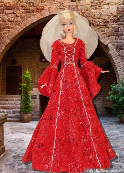 Выкройка PDF в натуральную величину / длинное платье в средневековом стиле для куклы Барби Силкстоун (фото 2)