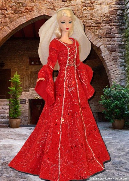 Выкройка PDF в натуральную величину / длинное платье в средневековом стиле для куклы Барби Силкстоун (фото 5)