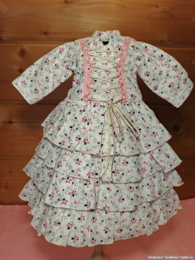 Платье для антикварной или винтажной куклы ростом 40 см