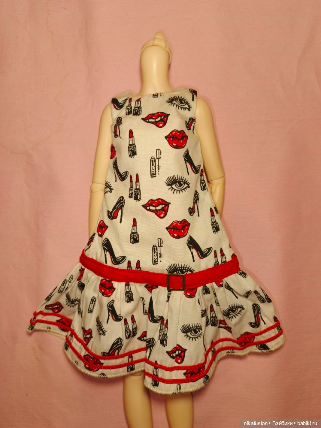 Платье летнее на куклу БЖД в стиле "Париж"