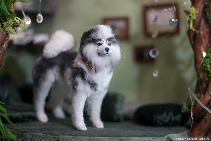 Лайка для Барби собака в смешанной технике формат 1/6 (фото 2)