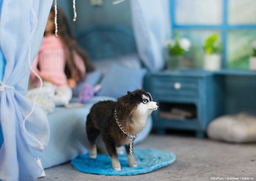 Лайка для Барби собака в смешанной технике формат 1/6 (фото 4)