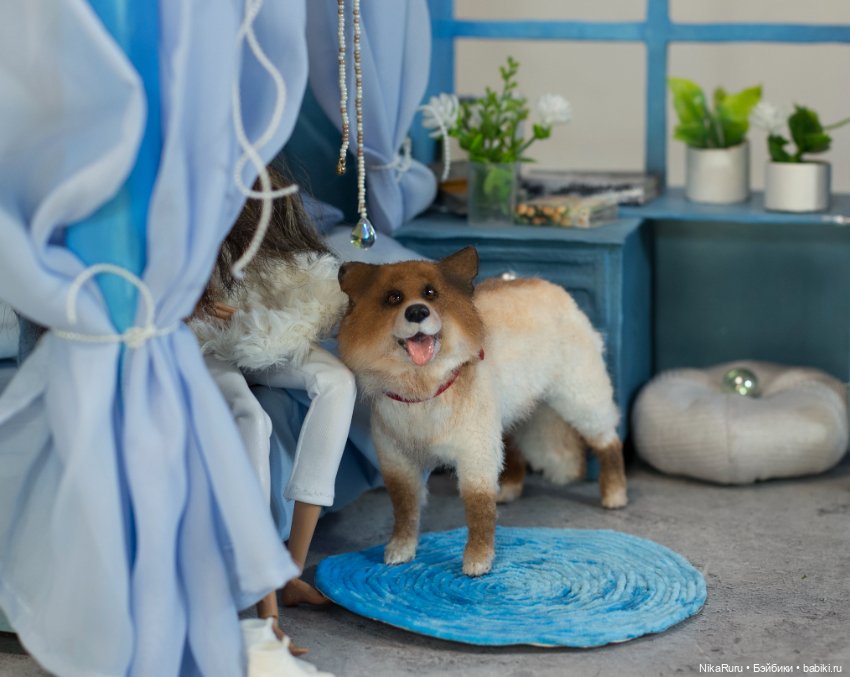 Лайка для Барби собака в смешанной технике формат 1/6 (фото 4)