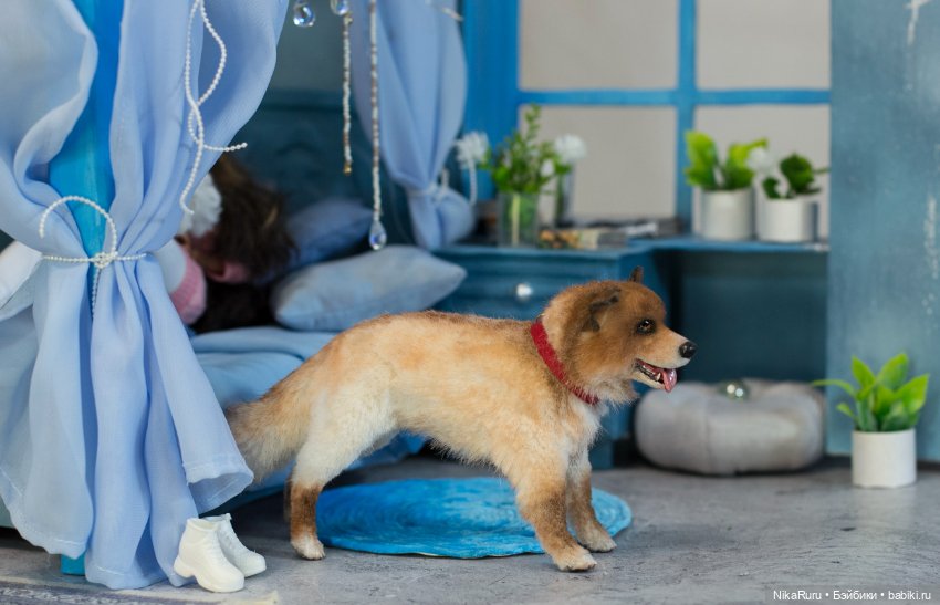 Лайка для Барби собака в смешанной технике формат 1/6 (фото 5)