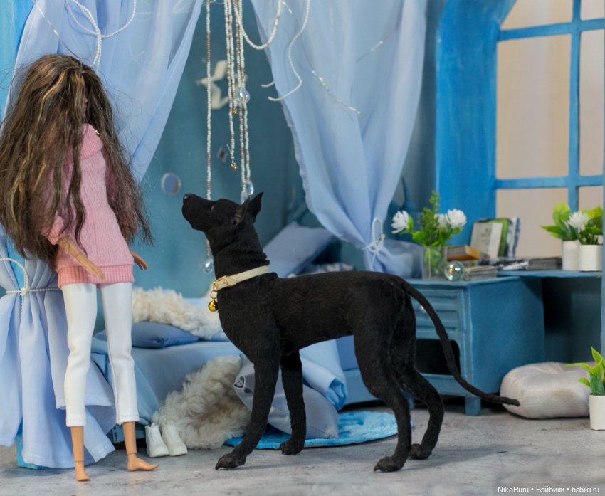 Дог для Барби собака в смешанной технике формат 1/6