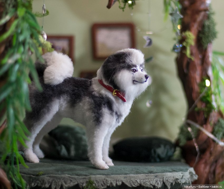 Лайка для Барби собака в смешанной технике формат 1/6 (фото 3)