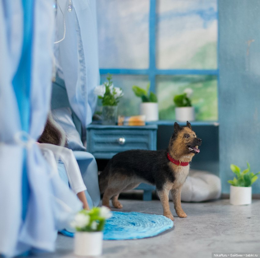 Овчарка для Барби собака в смешанной технике формат 1/6 (фото 6)