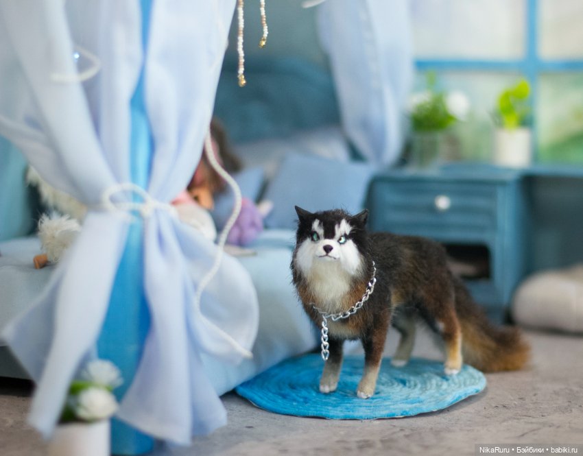 Лайка для Барби собака в смешанной технике формат 1/6 (фото 3)