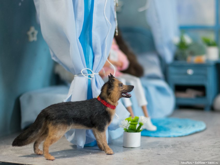 Овчарка для Барби собака в смешанной технике формат 1/6 (фото 5)