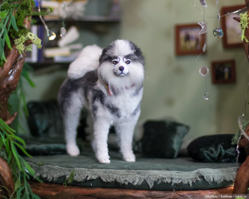 Лайка для Барби собака в смешанной технике формат 1/6 (фото 4)