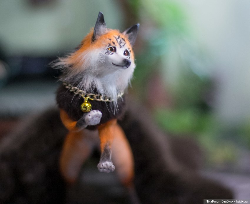 Лиса Кицунэ в смешанной технике подвижная (фото 7)