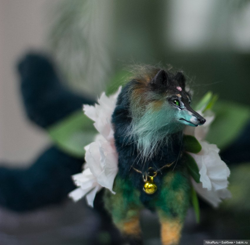 Лиса Кицунэ в смешанной технике подвижная (фото 3)