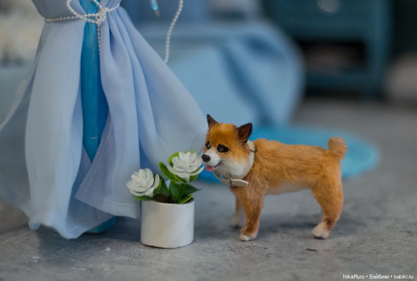 Корги собака для Барби, в смешанной технике формат 1/6 (фото 7)