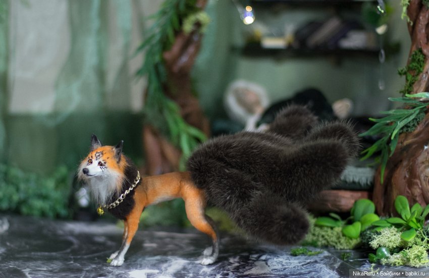 Лиса Кицунэ в смешанной технике подвижная (фото 3)