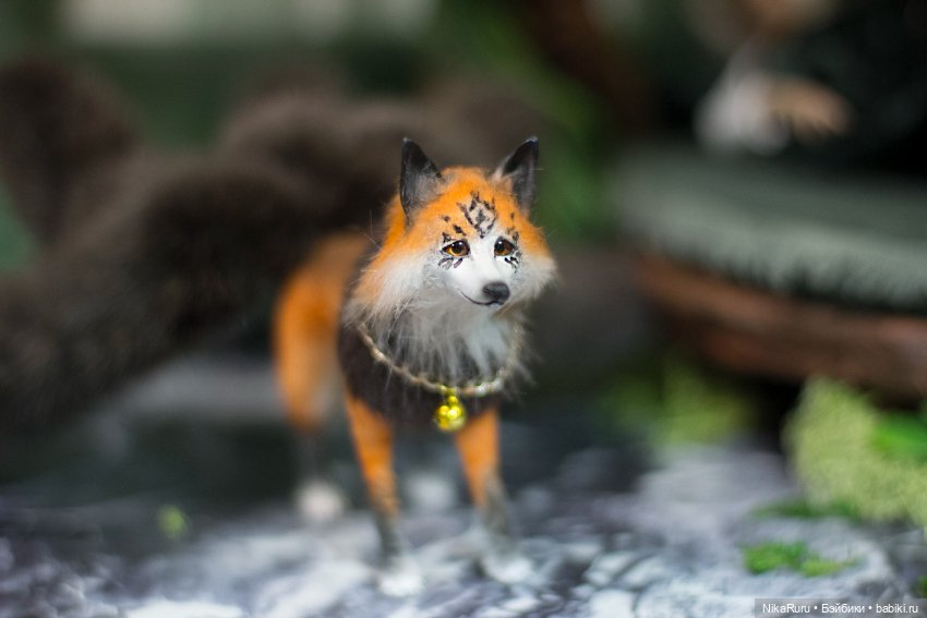 Лиса Кицунэ в смешанной технике подвижная (фото 2)