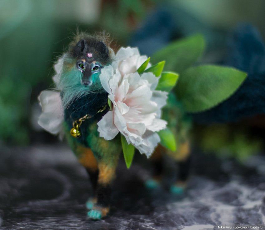 Лиса Кицунэ в смешанной технике подвижная (фото 4)