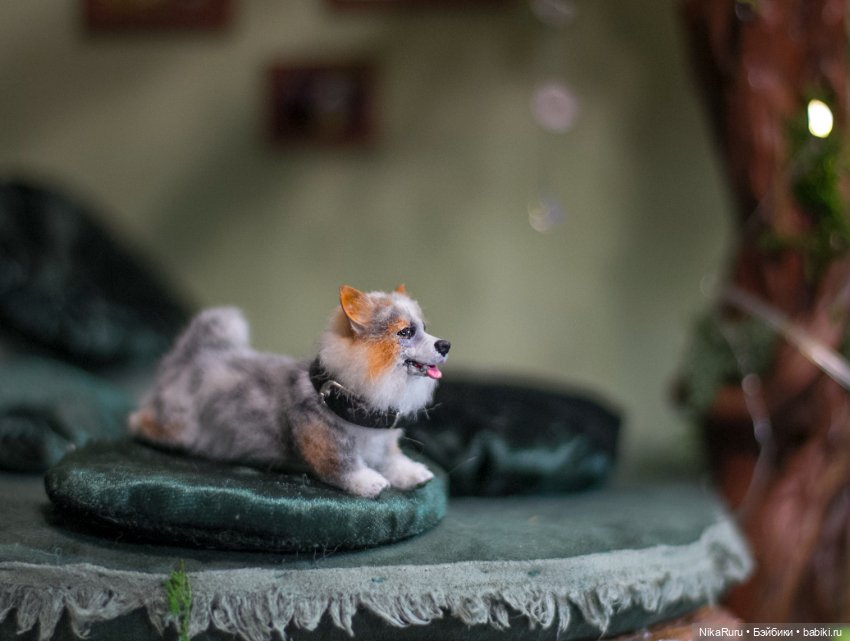 Корги собака для Барби, в смешанной технике формат 1/6 (фото 4)