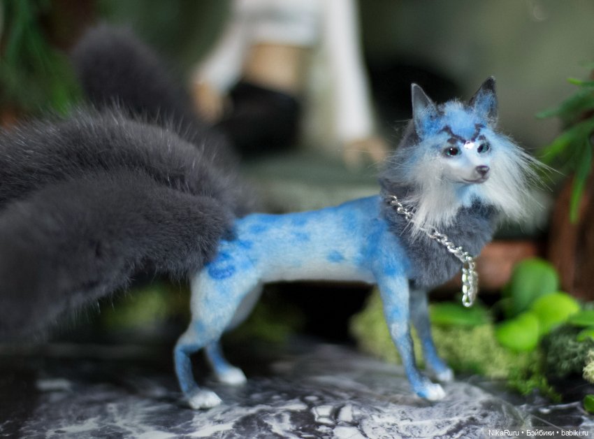 Лиса Кицунэ в смешанной технике подвижная (фото 4)