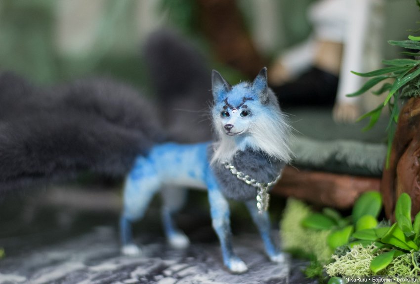 Лиса Кицунэ в смешанной технике подвижная (фото 3)