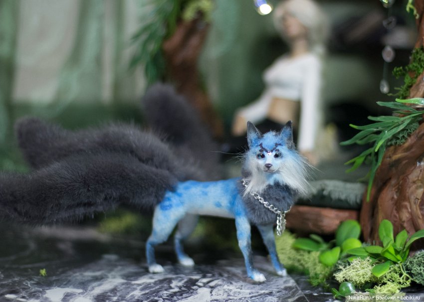 Лиса Кицунэ в смешанной технике подвижная