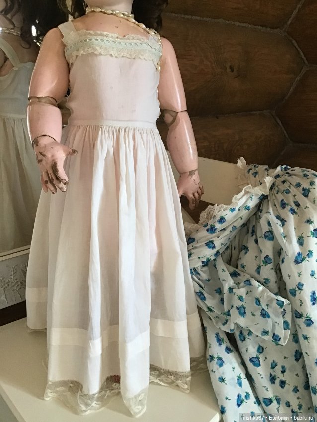 Домашнее платье с сорочкой для антикварной куклы 70 см (фото 3)