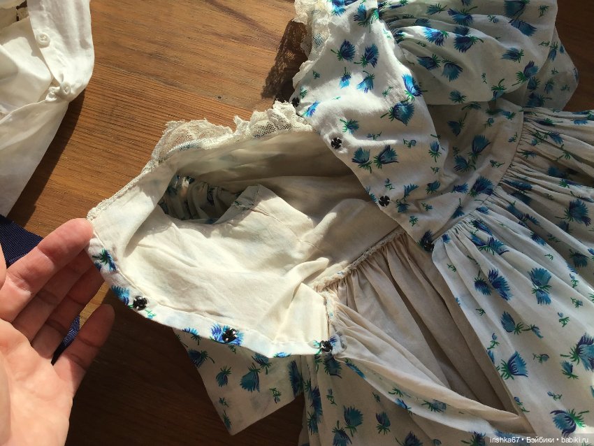 Домашнее платье с сорочкой для антикварной куклы 70 см (фото 7)