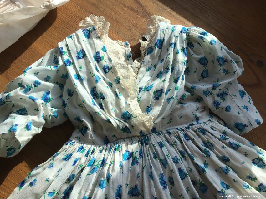 Домашнее платье с сорочкой для антикварной куклы 70 см (фото 8)