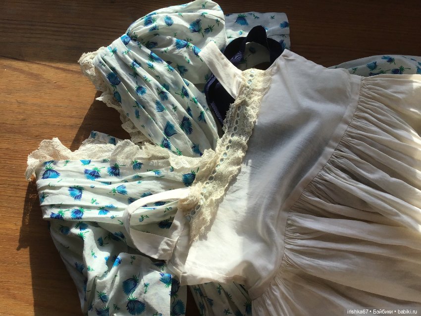 Домашнее платье с сорочкой для антикварной куклы 70 см (фото 5)