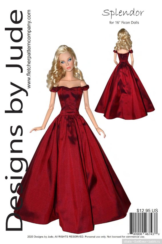 Выкройки PDF в натуральную величину / одежда для кукол Фикон Ficon Dolls, рост 40 см