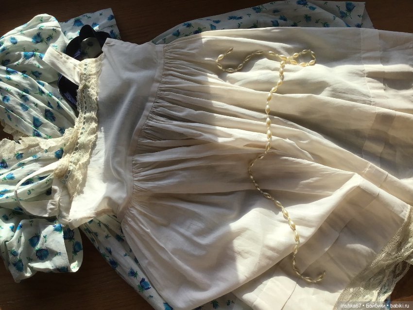 Домашнее платье с сорочкой для антикварной куклы 70 см (фото 4)